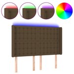 vidaXL Tête de lit à LED Marron foncé 147x16x118/128 cm Tissu