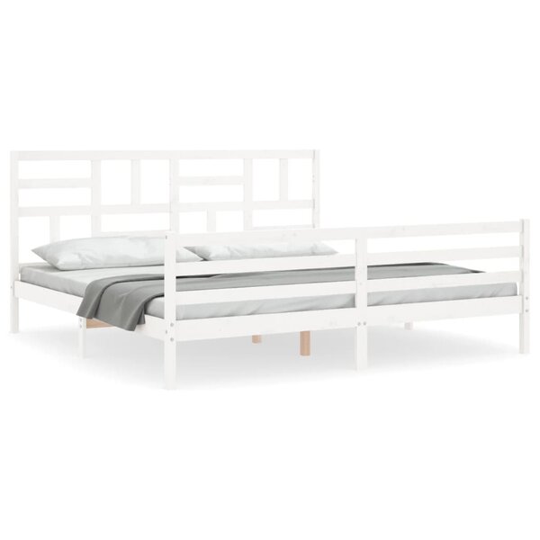 vidaXL Cadre de lit avec tête de lit blanc 200x200 cm bois massif