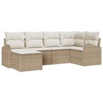 vidaXL Ensemble de Canapés avec coussin 6 Pièces Beige et blanc polyrotin