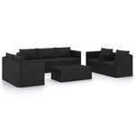 vidaXL Salon de jardin 9 Pièces avec coussins Résine tressée Noir