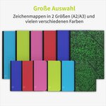 ACROPAQ Carton à dessin A2- 52 x 72 cm  XXL Grand  Avec fermeture élastique  Dos extensible pour plus d'espace- Vert-Noir