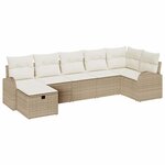 vidaXL Ensemble de canapé de jardin 7 Pièces Beige Poly rotin