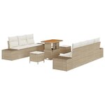 vidaXL Ensemble de canapé de jardin avec coussin 10 Pièces Beige et crème