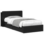 vidaXL Cadre de lit avec rangement Noir 90 x 190 cm Bois d'ingénierie