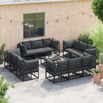 vidaXL Ensemble de canapé de jardin 13 Pièces Noir 70 x 70 x 32 cm