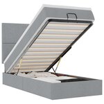 vidaXL Lit ottoman avec matelas et LED gris clair 90x200 cm tissu