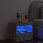 vidaXL Table de chevet avec lumières LED sonoma gris 50x40x45 cm