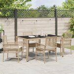 vidaXL Ensemble de salle à manger de jardin 5 pièces avec coussins beige en poly rotin