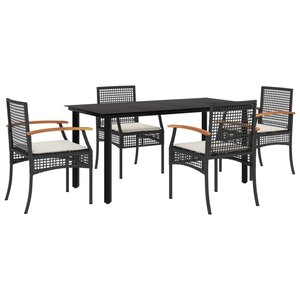 vidaXL Ensemble à manger de jardin coussins 5Pièces Noir Résine tressée