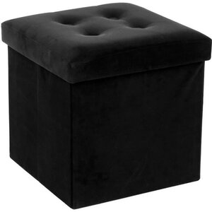 Pouf pliant velours Lysandre - Noir