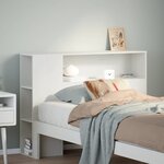 vidaXL Tête de lit avec rangement blanc 90 cm bois massif de pin