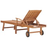 vidaXL Chaise longue avec coussin taupe Bois de teck solide