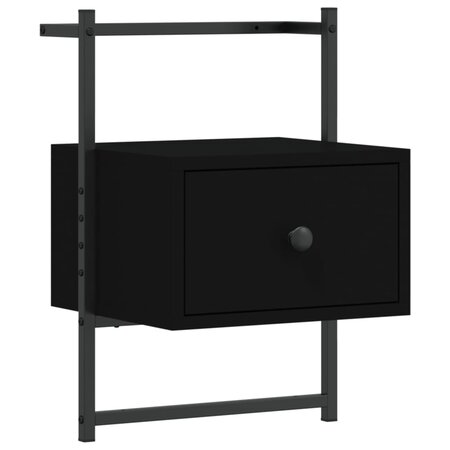vidaXL Table de chevet murale noir 35x30x51 cm bois d'ingénierie