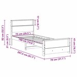 vidaXL Cadre de lit Marron 75 x 190 cm Bois massif en pin
