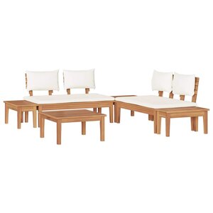 vidaXL Ensemble de banc de jardin avec coussin 3 Pièces Marron et Crème