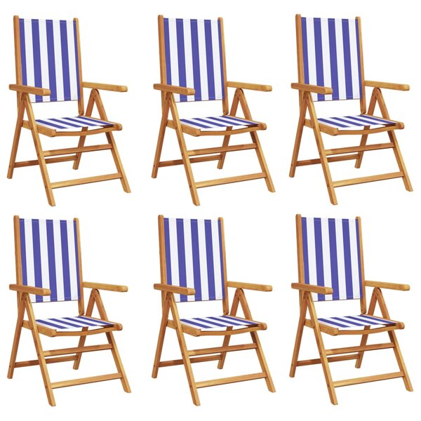 vidaXL Chaises inclinables de jardin lot de 6 tissu et bois massif
