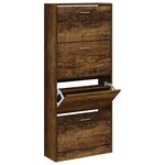 vidaXL Armoire à chaussures Chêne fumé 63x24x147 cm Bois d'ingénierie