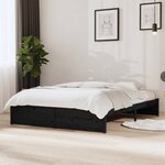 vidaXL Cadre de lit Noir Bois massif 140x190 cm