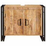 vidaXL Meuble sous-vasque de salle de bain Bois de mangue massif  fer
