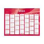 Calendrier Mural  2024 - 14 Mois - 27 x 21 cm - Couleur Rouge