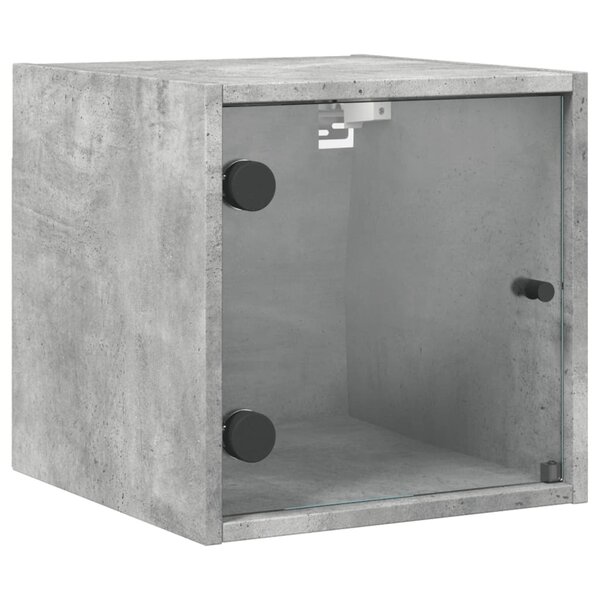 vidaXL Table de chevet avec porte en verre gris béton 35x37x35 cm