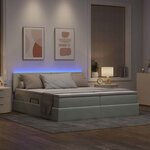 vidaXL Lit de rangement LED avec matelas Gris clair 200 x 200 cm