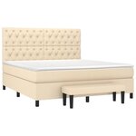 vidaXL Sommier à lattes de lit avec matelas Crème 160x200 cm Tissu