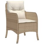 vidaXL Ensemble à manger de jardin et coussins 3 Pièces Beige poly rotin