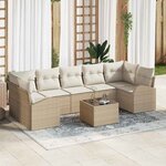 vidaXL Ensemble de canapé de jardin 8 Pièces Beige  Crème 55 x 55 x 37 cm