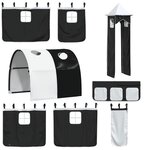 vidaXL Lit superposé sans matelas avec toboggan blanc noir 90x200 cm