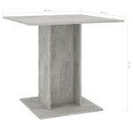 Vidaxl table de salle à manger gris béton 80 x 80 x 75 cm aggloméré