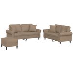 vidaXL Ensemble de canapés 3 Pièces avec coussins cappuccino similicuir