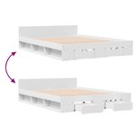vidaXL Cadre de lit avec tiroirs sans matelas blanc 140x190 cm