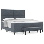 vidaXL Lit Box Spring avec Matelas et Banc Gris Foncé 180x200 cm Velours