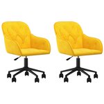 vidaXL Chaises pivotantes à manger lot de 2 Jaune Velours