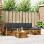 vidaXL Ensemble de canapés d'extérieur 6 Pièces Naturel et Anthracite