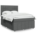 vidaXL Sommier à lattes de lit avec matelas Gris foncé 140x200cm Tissu