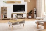 Table basse Sandi - chêne artisan et blanc