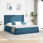 vidaXL Lit de Rangement avec matelas Bleu foncé 180 x 200 cm Velours