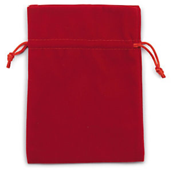 Pochon effet velours couleur rouge 12x12 cm (lot de 2)