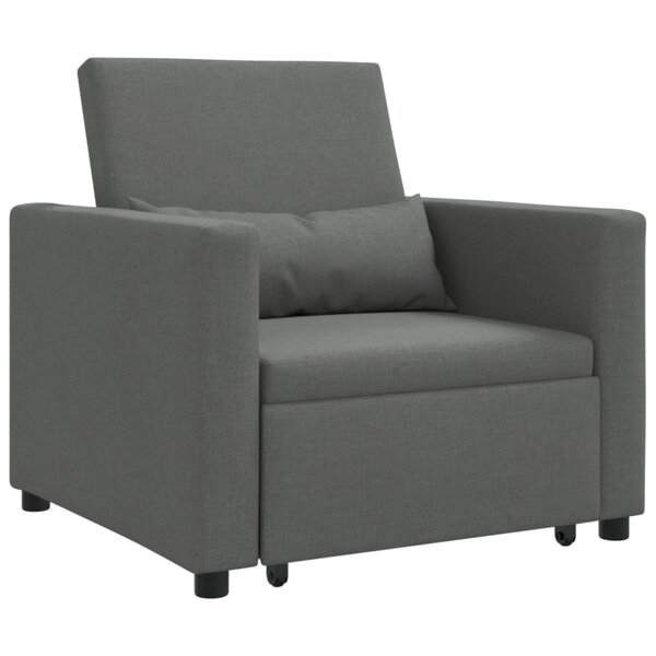 vidaXL Fauteuil convertible 3-en-1 gris foncé en tissu