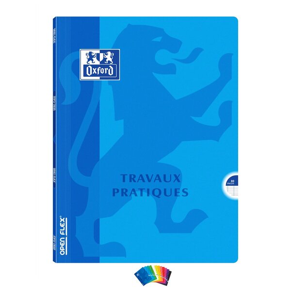 Cahier TP OPENFLEX A4 40 p Seyès 90g + 40 p unies 120g coloris aléatoire OXFORD