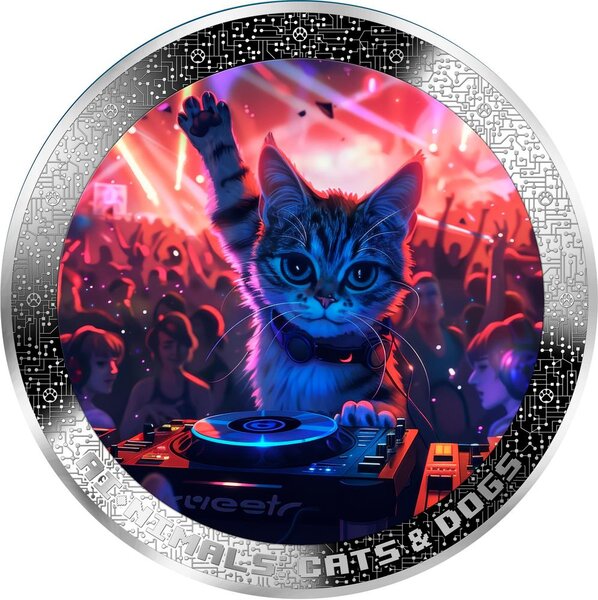 Monnaie DJ CAT AI-NIMALS 1 Oz Argent 1000 Francs Cameroon 2025