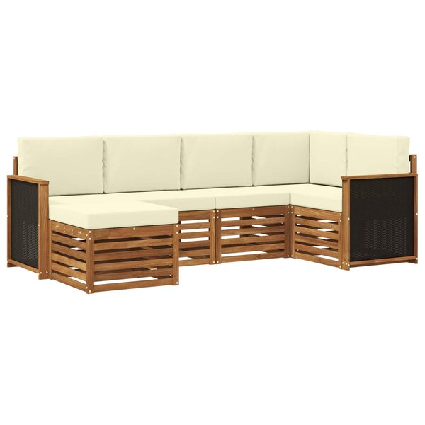vidaXL Ensemble de canapé d'angle avec coussin 5 Pièces Naturel et Crème