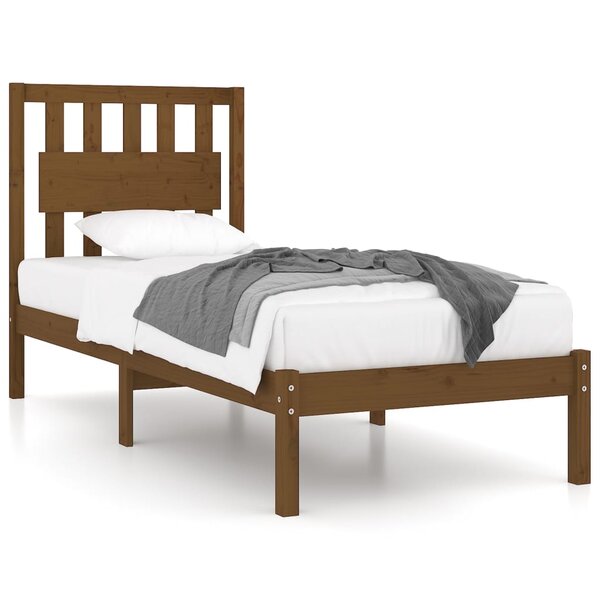 vidaXL Cadre de lit sans matelas marron miel bois massif 100x200 cm