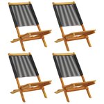 vidaXL Chaises de jardin pliantes lot de 4 noir bois d'acacia massif