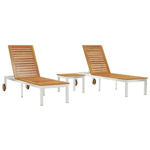 vidaXL Transat 3 Pièces Marron Bois d'acacia massif et acier inoxydable
