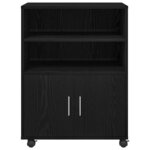 vidaXL Cabinet à Roulettes avec étagère Chêne noir 60 x 48 x 81 cm