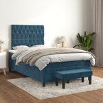 vidaXL Sommier à lattes de lit et matelas bleu foncé 120x190cm velours