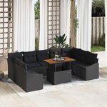vidaXL Ensemble de salle à manger pour jardin 10 Pièces Noir  Marron